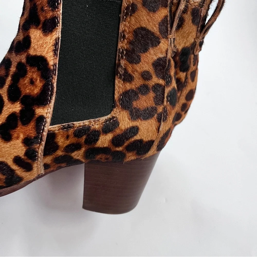 Madewell Regan Leopard Print Calf Hair Chelsea Ankle Boots Size 6